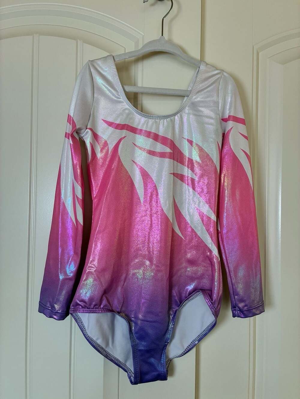 Eastbuddy Long Sleeve Gradient Sparkly Gymnastics Leotard Pink Purple White